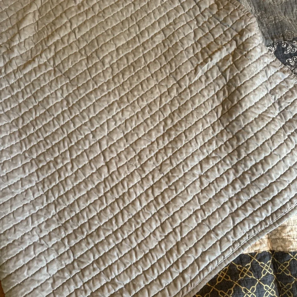 Blue, White,  Quilt, Reversible, Mixed Patterns, 93